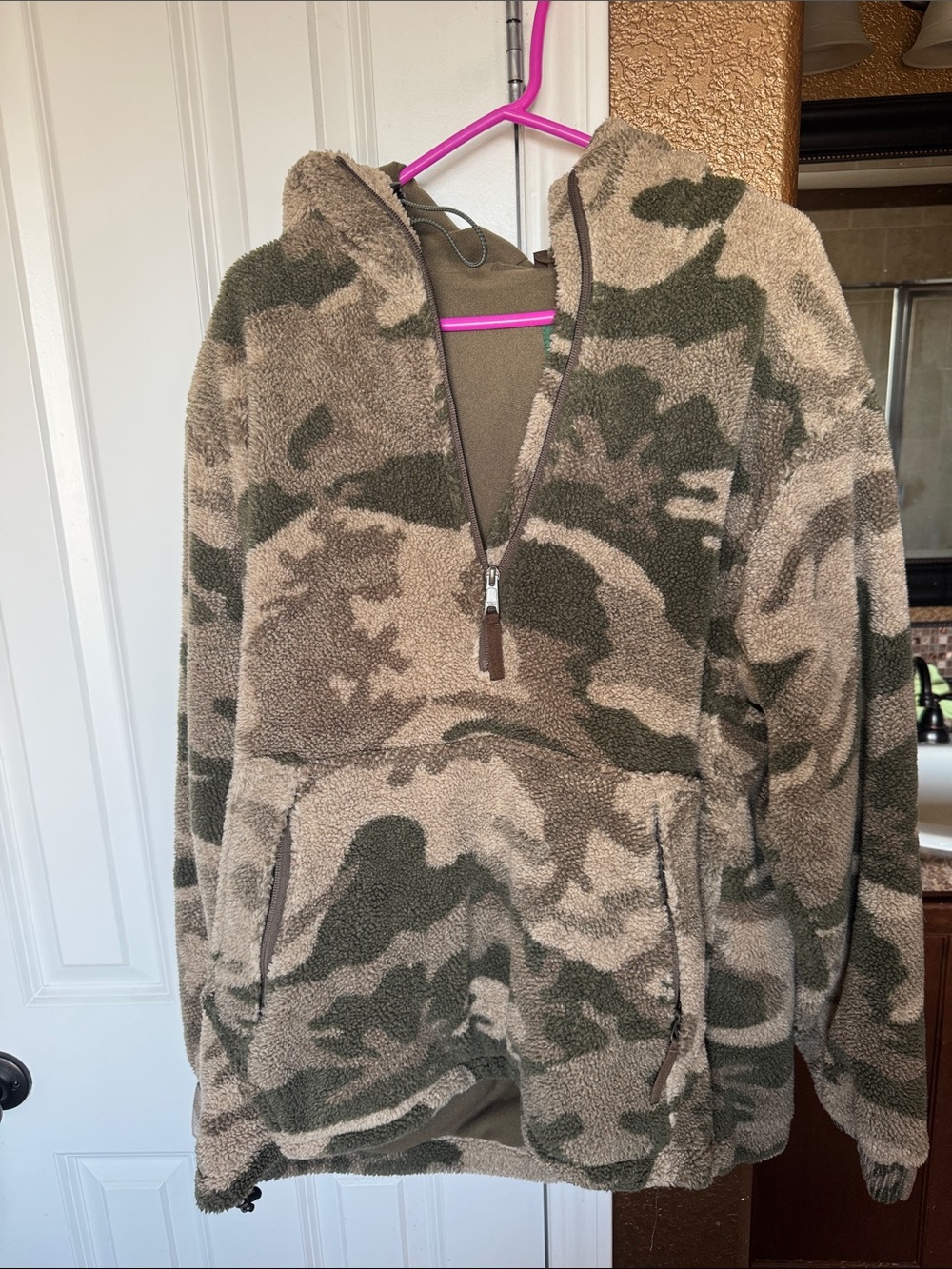 Cabela's Men's Camouflage Sherpa Half-Zip Hoodie - Taupe & Olive